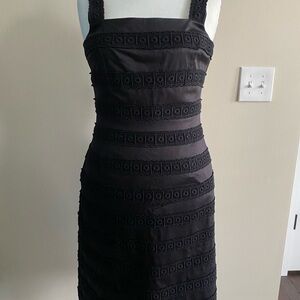 Tory Burch Black Sleeveless Sheath Dress Square Neck Midi